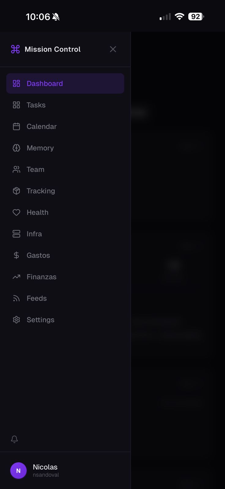 Mission Control Menu